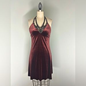 velvet halter dress with beaded embellishments. Size Small by Bailey 44.